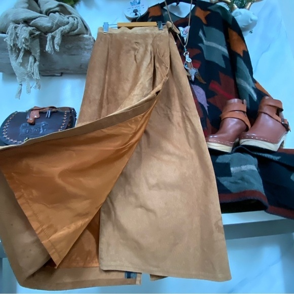 Trendy DANIER leather suede maxi vintage skirt w retro midcentury YTK Vibe - Picture 5 of 16